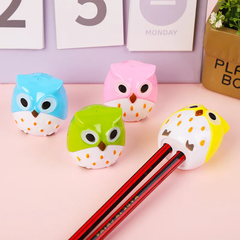 Cartoon Cute Owl Pencil Sharpener Creative Double Hole Pencil Sharpener School Students Stationery Kawaii Gifts Pencil Sharpener