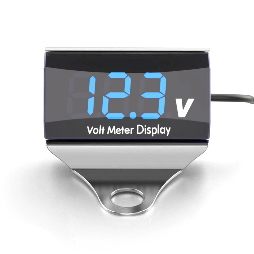 Motorcycle DC 10-150V Digital Voltmeter LED Display Waterproof Voltage Tester Battery Moniter Gauge with Bracket