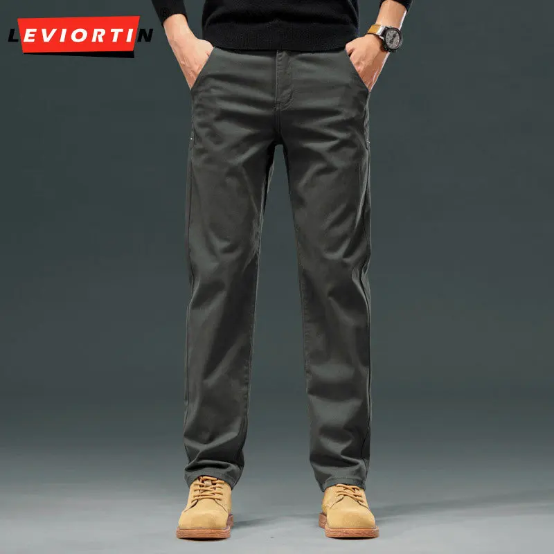 2025 Spring and Autumn New Casual Pants for Men, High end Non ironing Versatile Simple Straight Tube Loose Business Work Pants