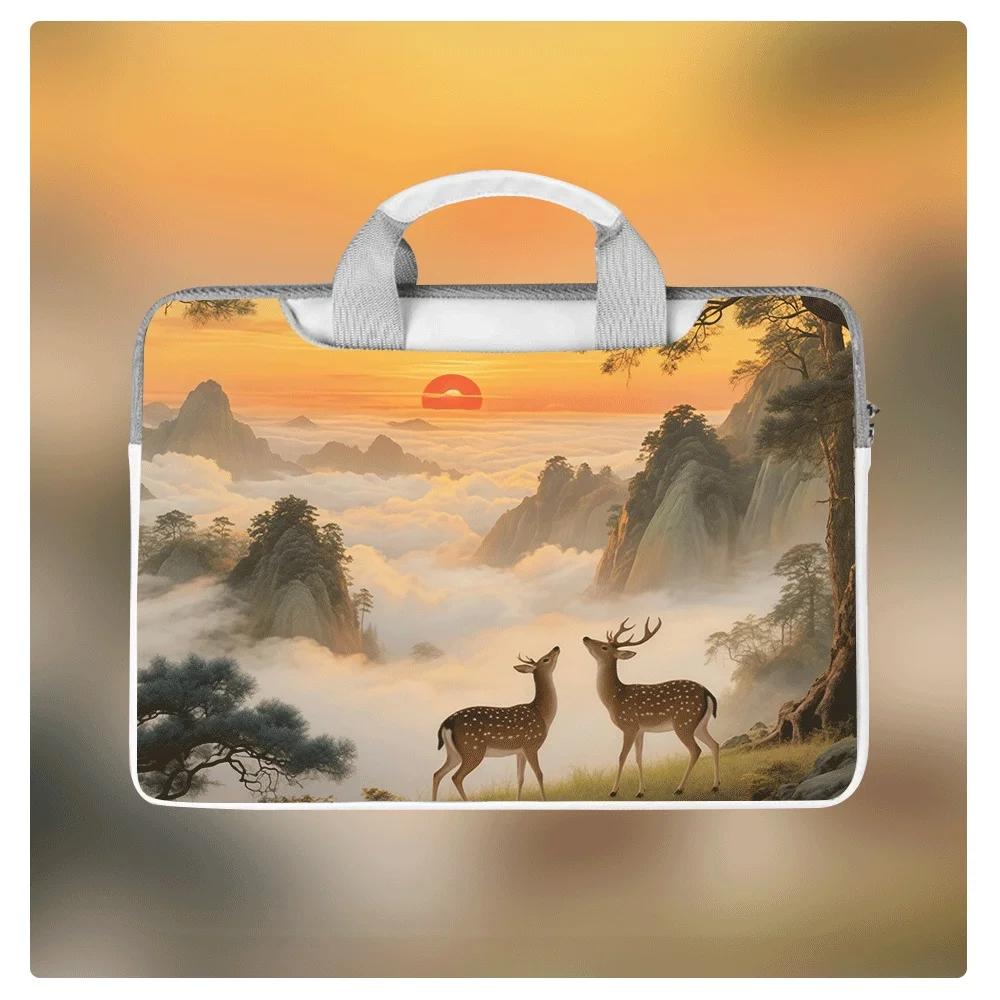

Cute Deer Animal Print Laptop Bag 12-16 Inch Waterproof PU Shoulder Crossbody Tote Bag for Macbook Dell Asus Huawei Tablet Case