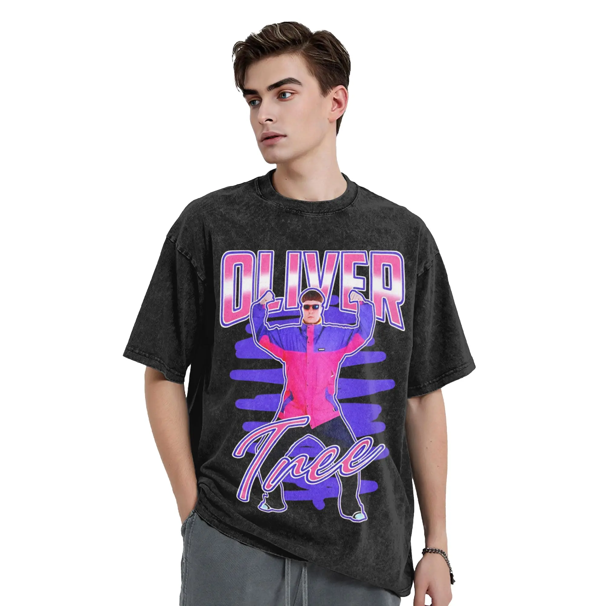 Ullzang Olivers Trees Quirky Entertainer Vintage Washed Tshirt Unisex Crewneck Short Sleeve Top Tee  100%Cotton Summer TopsTops