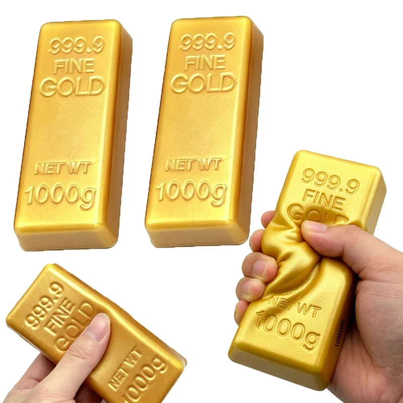 1-5PCS Simulate Gold Brick Squishy Slow Rising Stress Relief Toy Realistic Gold Bar Squeeze Anti-Anxiety Fidget Toy Party Favors