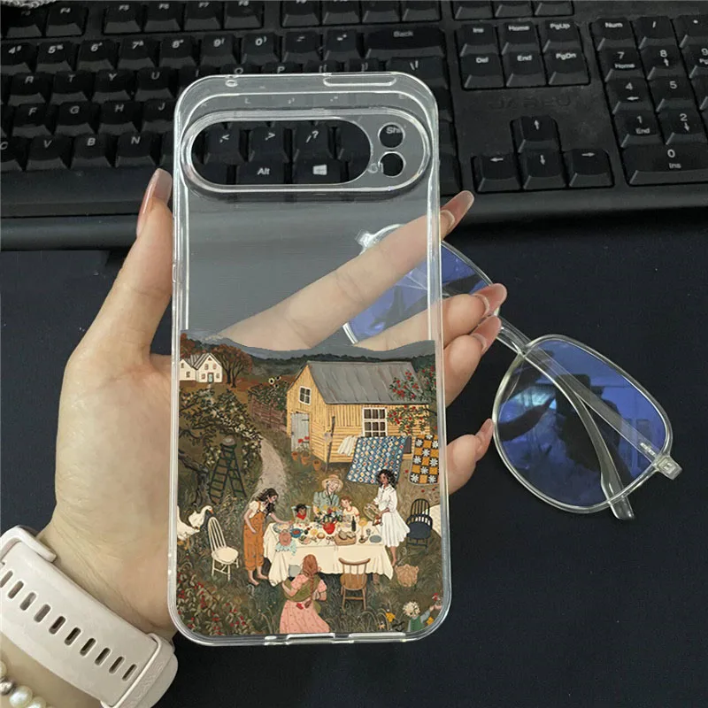 ل Pixel 10 Pro XL حالة النفط اللوحة الخريف الغابات قرية جراب هاتف لجوجل بكسل 10 9 برو XL 8 7 6 6A 7A 8A لينة غطاء #5