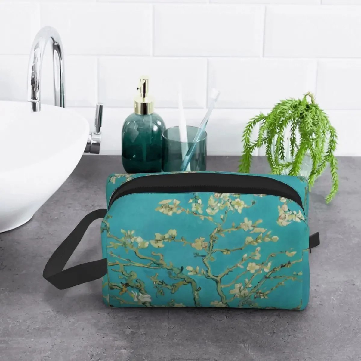 Almond Blossoms Vincent Van Gogh Cosmetic Bag Cute Large Capacity Art Flowers Painting Makeup Case Beauty Storage Toiletry Bags