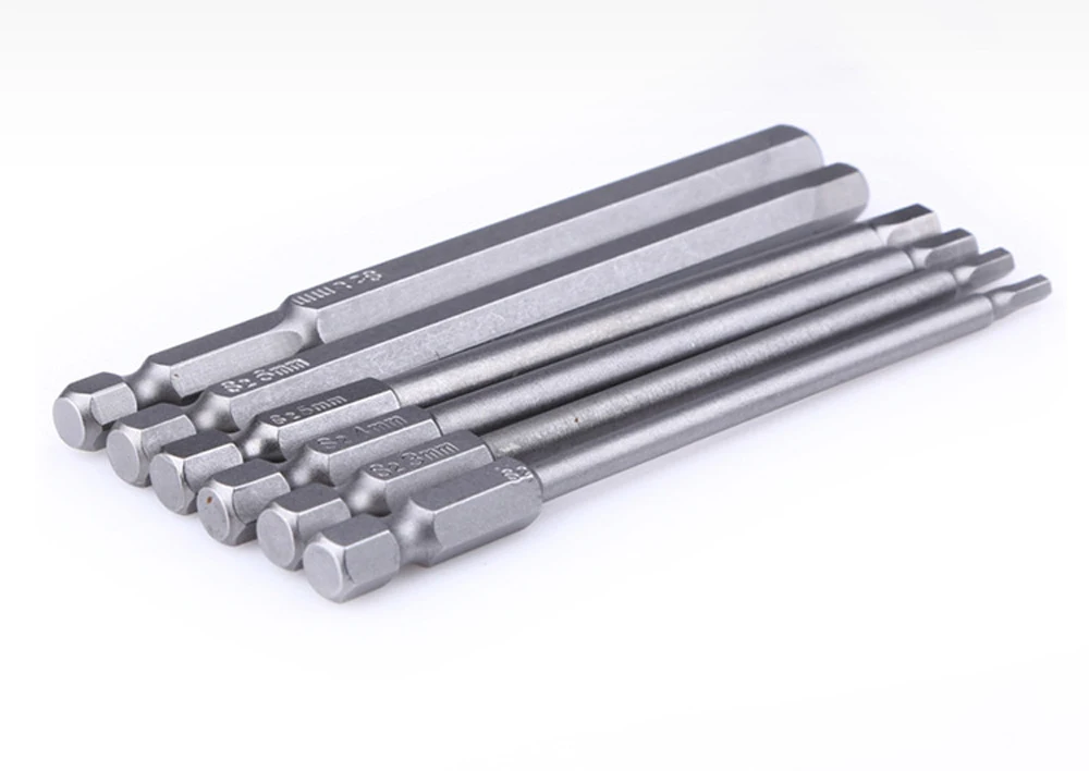 100mm 8 stücke Hex Kopf Inbusschlüssel Bohrer Set SAE Metric Allen Elektrische Sechskant Bit Schraubendreher Buchse Bit Power werkzeug Teile – Detail 2