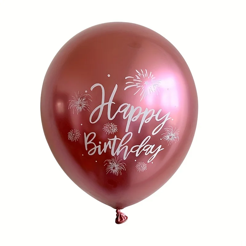 10pcs Birthday Balloons Happy Birthday Printed Pattern Baby Shower Chrome Latex Balloon Metal Birthday Party Decorations Globos
