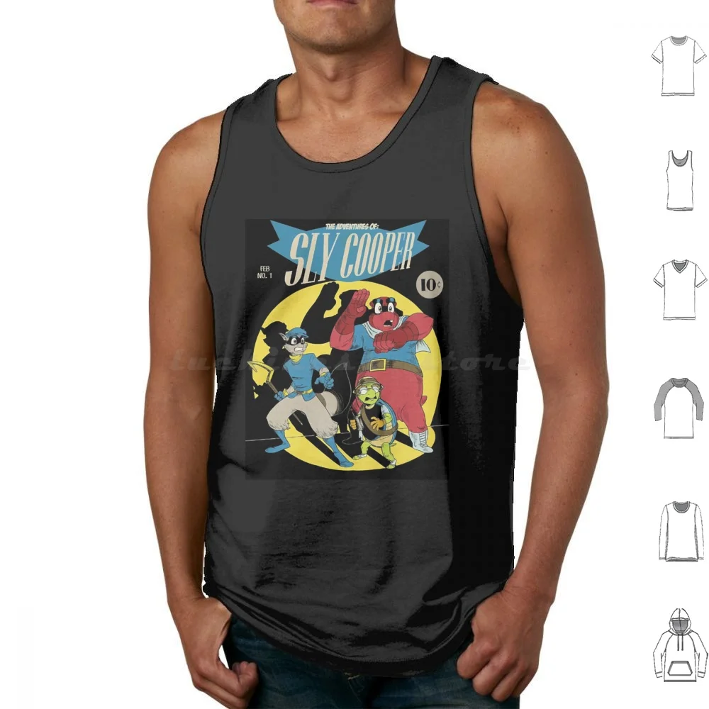 El perfecto para los fanáticos camisetas sin mangas chaleco sin mangas Sly Cooper Sly Cooper Raccoon Ps2 Ps3 juegos Murray Carmelita Fox Gaming