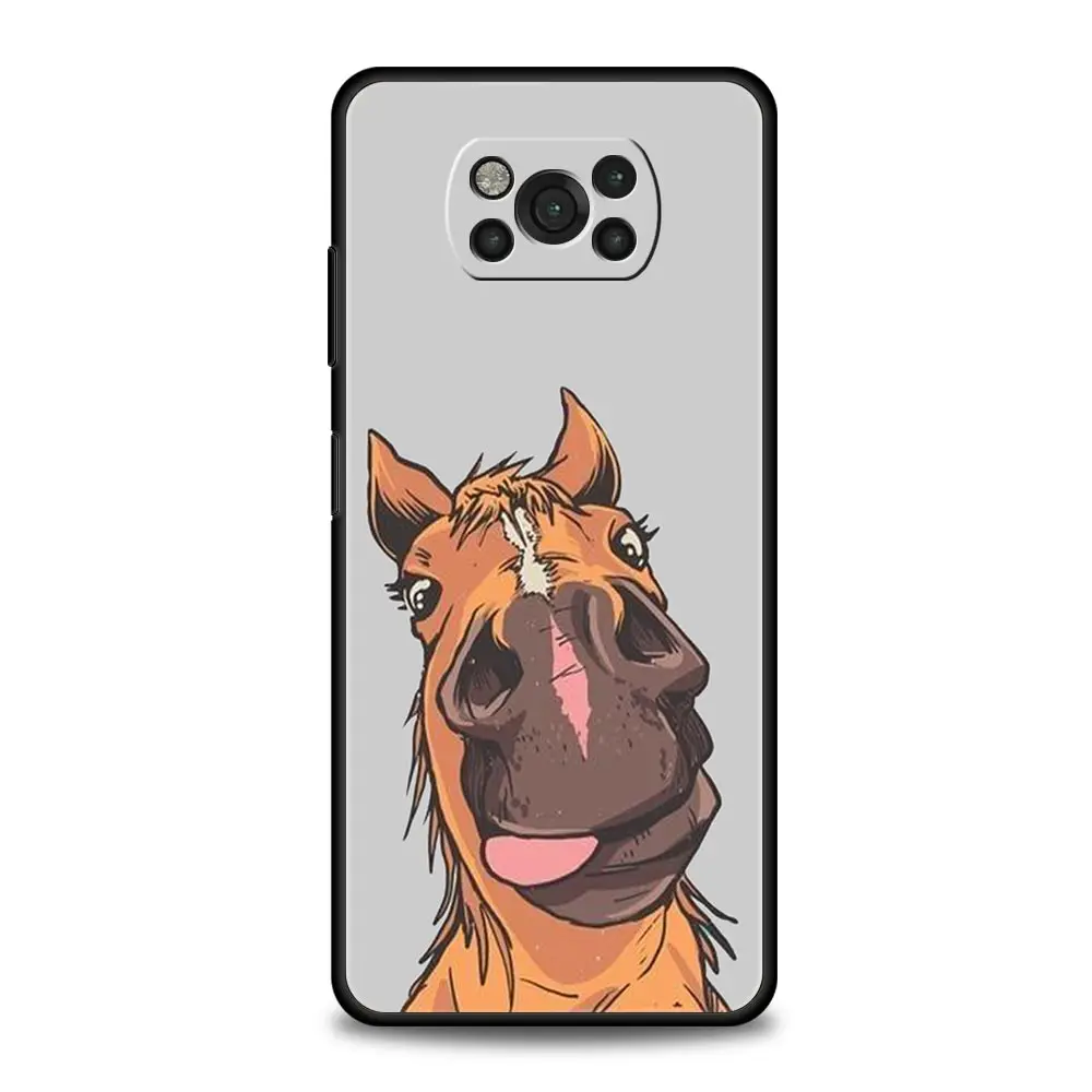 Phone Case For Xiaomi Poco X6 X5 X4 Pro 5G X3 NFC F5 F4 M5 M4 M3 F3 GT C51 C50 C55 Cover Animal Galloping Horse Girl Drawing