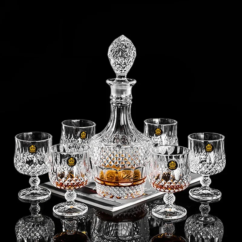 European Style Wine Glass Thickened Crystal Glass Sealed Wine Bottle Household Wine Pot and Foreign Whiskey Glass Set