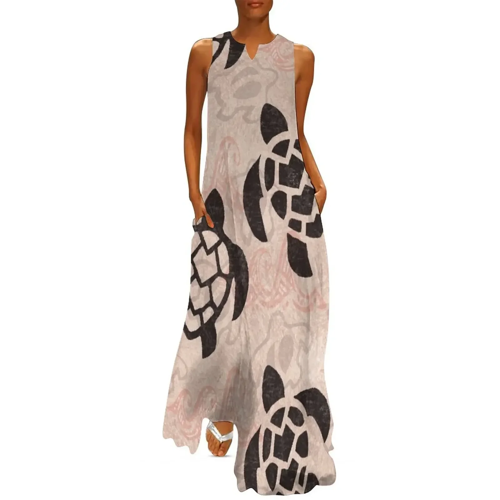 

Polynesian Turtle Tapa Print Long Dress Clothing summer dress woman 2025 dresses korean style Dress