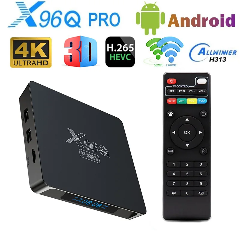 Домашний кинотеатр 2024 Android10 Allwinner H313 X96Q Pro TV Box Четырехъядерный процессор 2,4G5