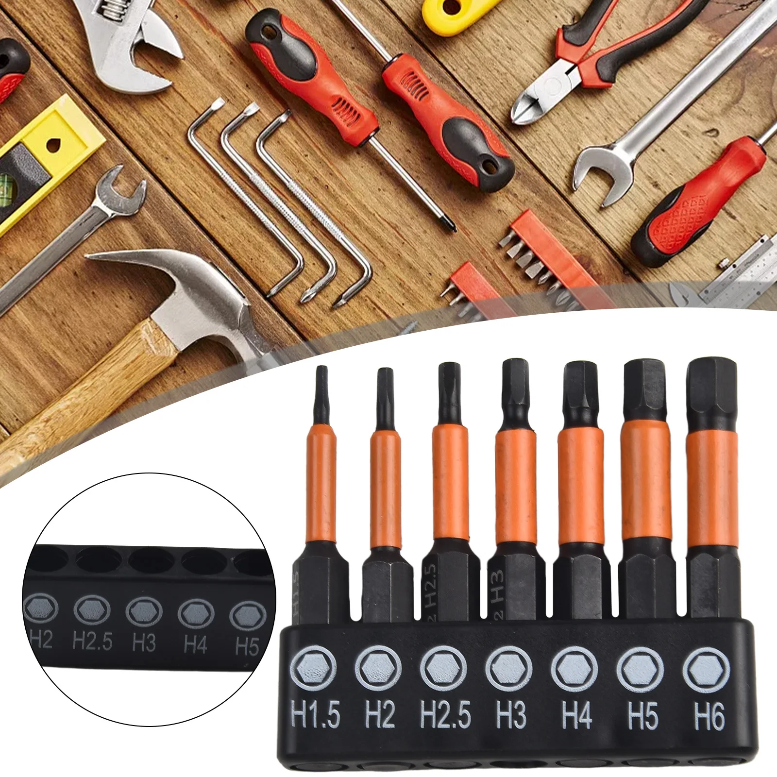 7PC Magnetic Hex Head Wrench Drill Bit Set 1/4 Bit Set H1.5-H6 Inner Hexagonal Shank Screwdriver Head Hand Repair Tools