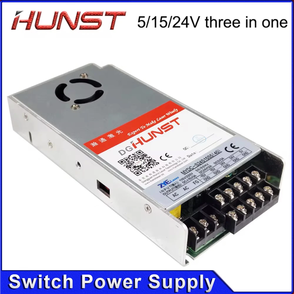HUNST three-in-one 500w adjustable power supply, input 110V/220V, output 24V 12A 15V 5V, suitable for laser machines
