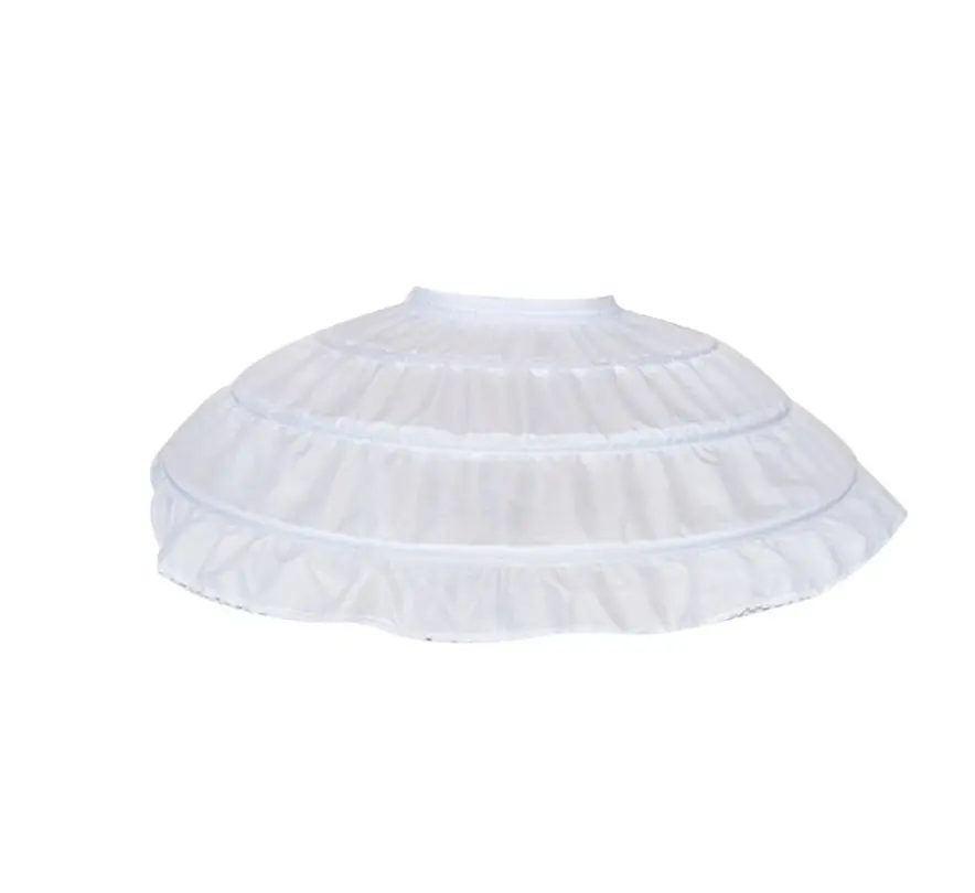 Kids Girls Hoop Earrings White Petticoat Dress Underskirt Elastic Waist Drawstring A-Line Skirt Ruffles Cosplay Costume White