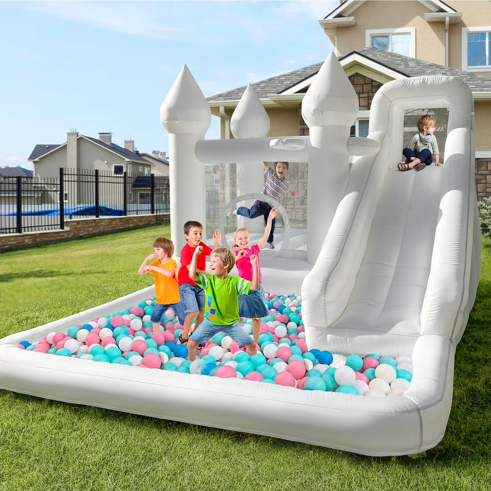 

4M Oxford Kids Bouncy Castle Inflatable Halloween Decoration Outdoor Bounce House With Ball Pit Pool For Party Event Celebration