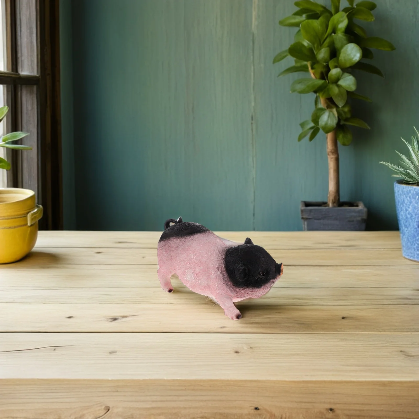 2 قطعة تمثال خنزير الراتنج حديقة زخرفة لطيف الحيوان النحت للخارجية ديكور داخلي الحديقة حديقة ديكورات للباحة