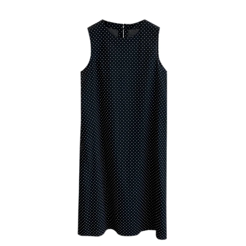 Summer Sweet Japanese Sle Summer New round Slimming Linen Dress Women's A-Line Sleeveless Midi Dress Single Piece N772