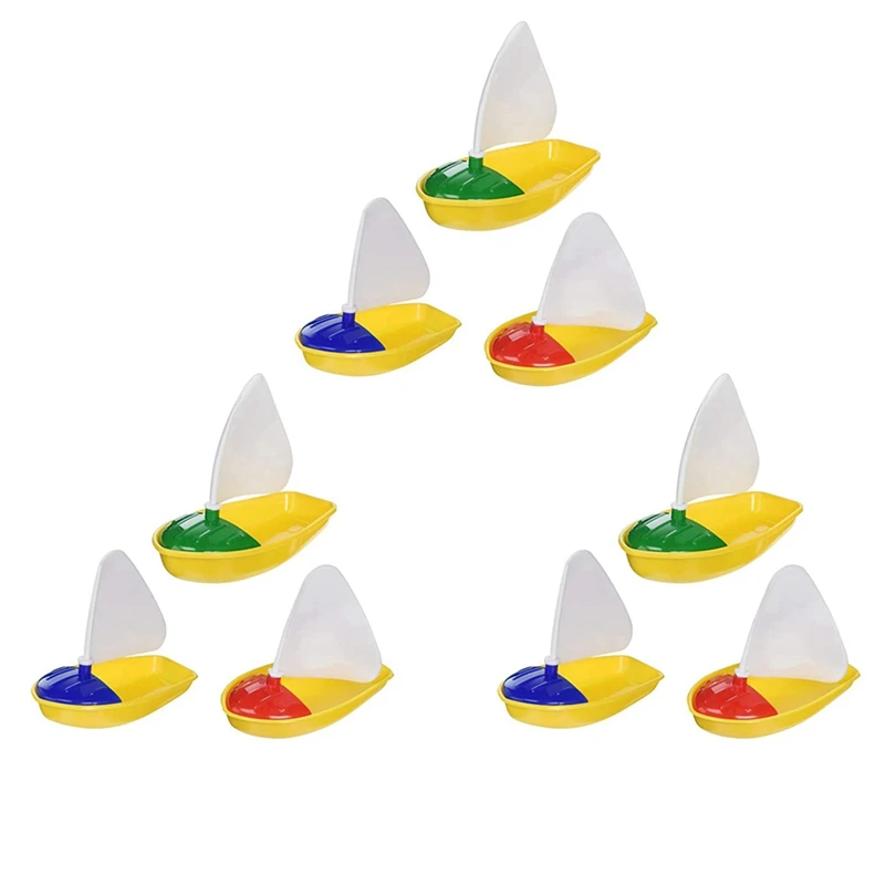 9Pcs Bath Boat Toy Plastic Sailboats Toys Bathtub Sailing Boat Toys For Kids (Multicolor Small+Middle+Large Size)