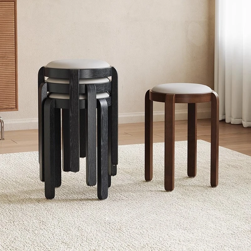 

Stackable Wooden Stool - Modern Square Side Chair for Dining & Living Room