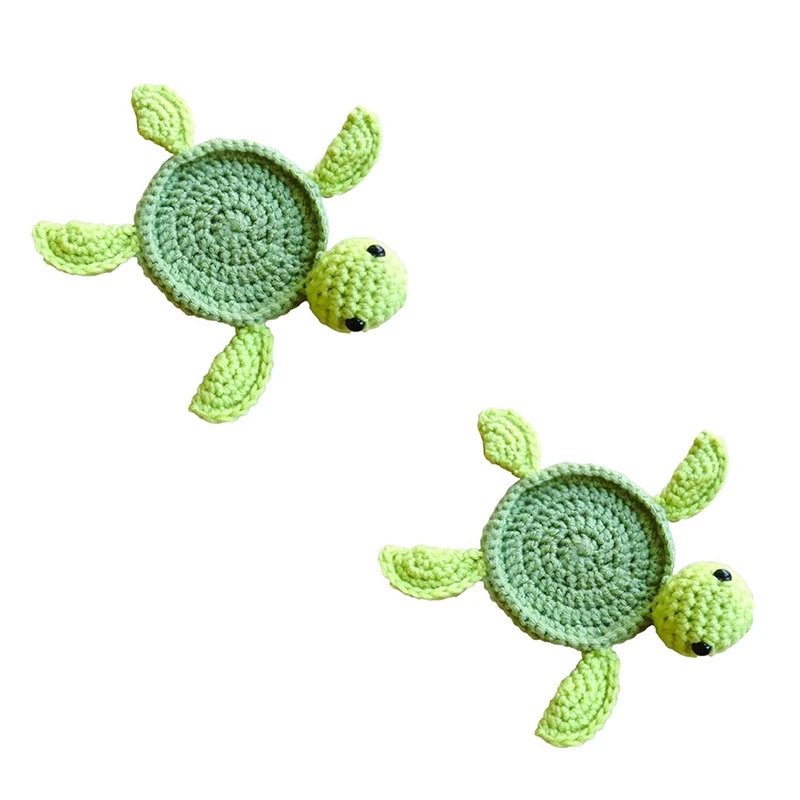 Crochet Tortoise Coasters For Drinks, Funny Handmade Crochet Coasters, Cute Drink Coaster Set For Coffee, Tabletop Decor