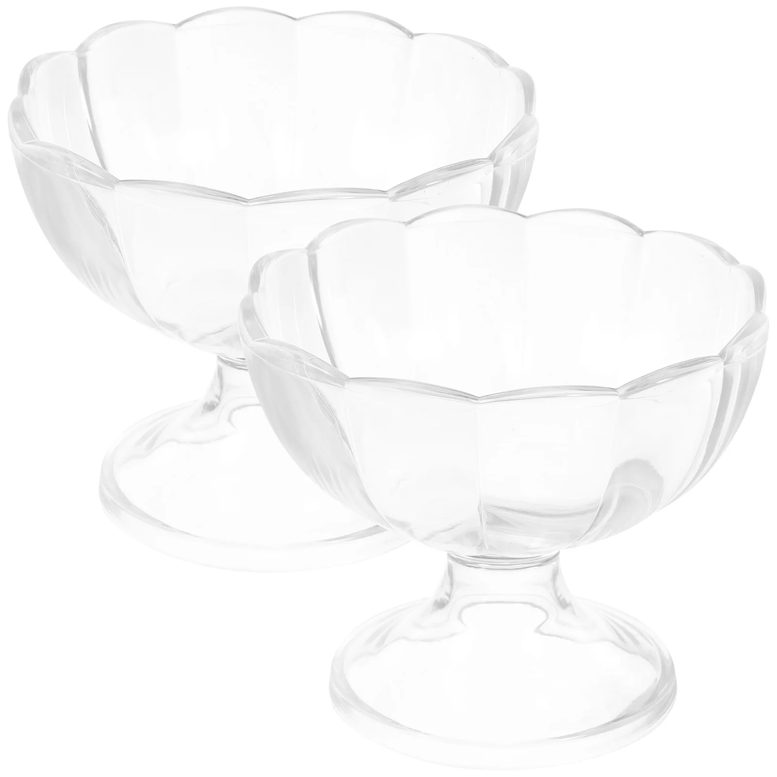 

2 Pcs 240ML Ice Cream Cup Transparent Dessert Bowl Plastic Footed Food Bowls Yogurt Dishes Home Party Bar KTV AS Material