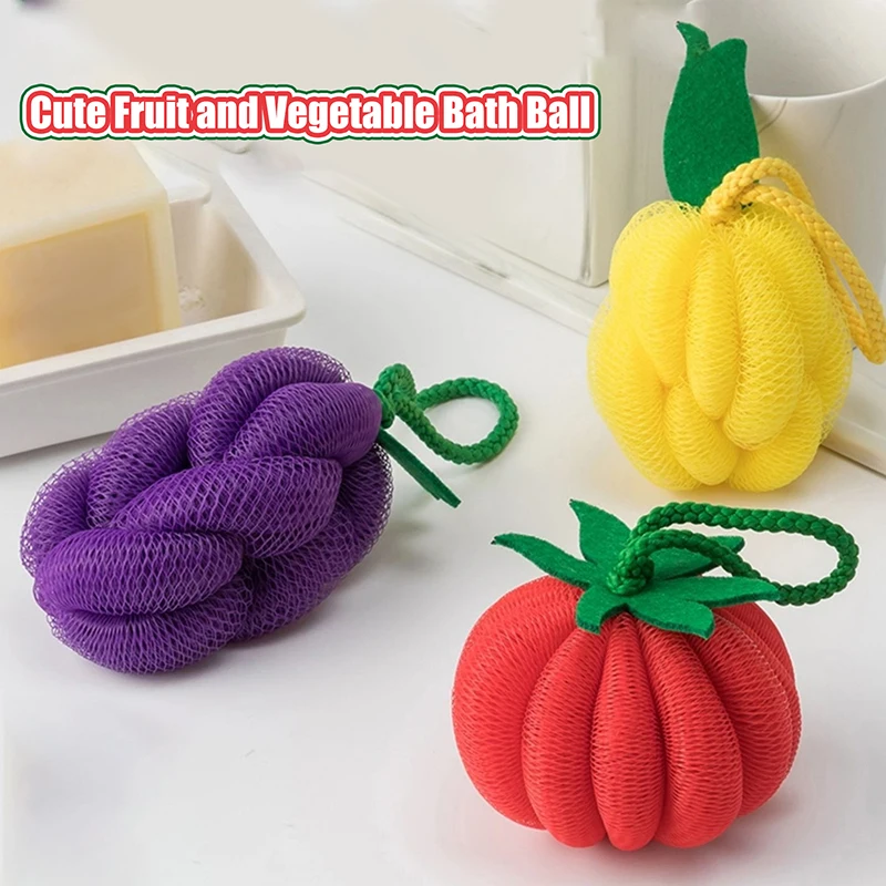 Fruit & Vegetable Shaped Dopamine Bath Ball Soft Bubble Bath Flower That Doesn't Scatter for a Relaxing Bath Experience