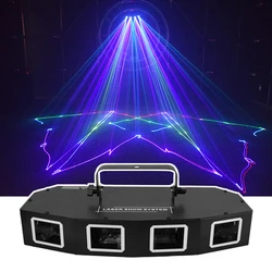 Dj aik quatro lente rgb 3in1 lâmpada laser dmx512 efeito de linha de digitalização iluminação palco projetor laser dj discoteca dança de salão lâmpada