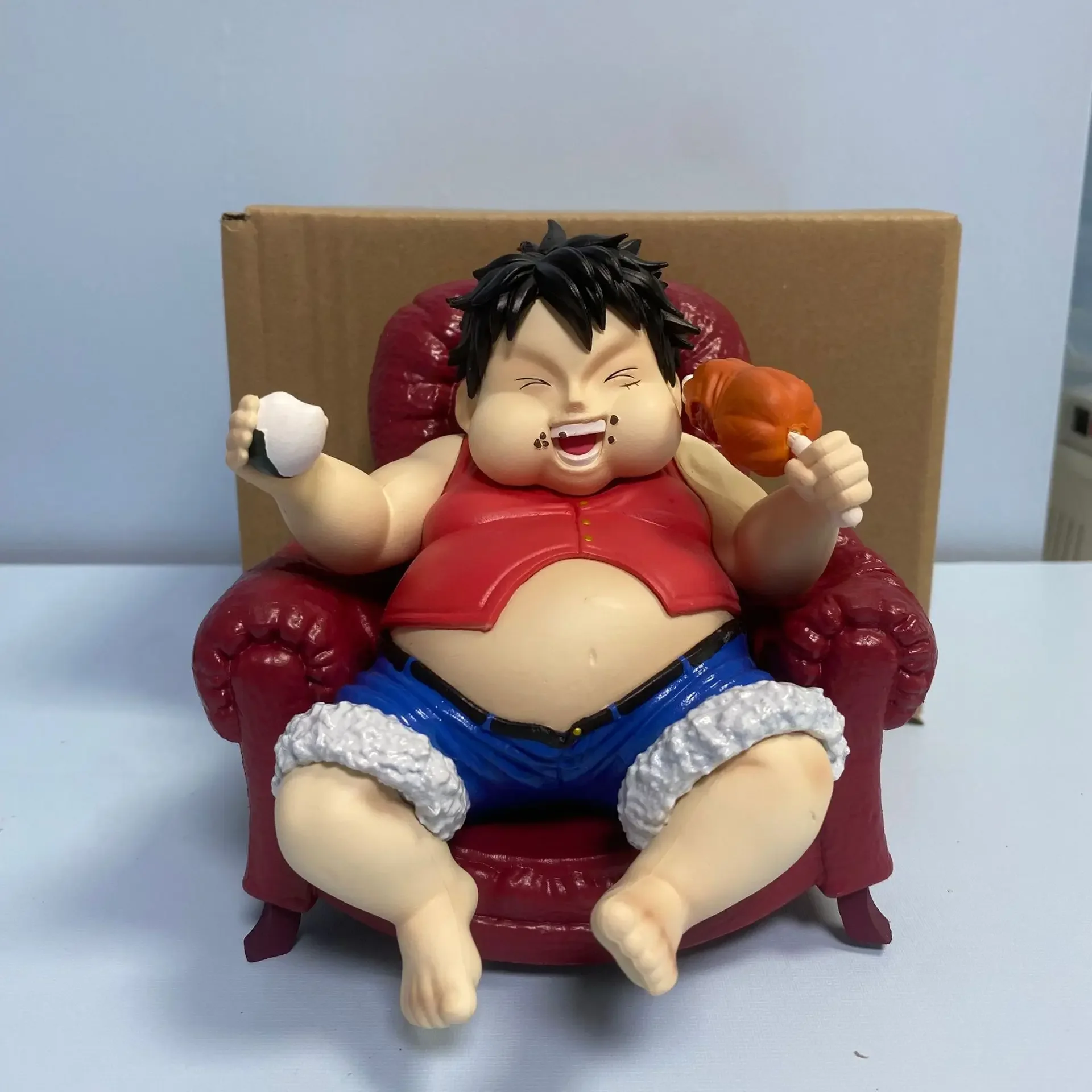 One Piece Sitting Fatty Luffy Zoro Sanji Statue Action Figurine Desk Collectible Anime Model Toys Figures Gift 15CM