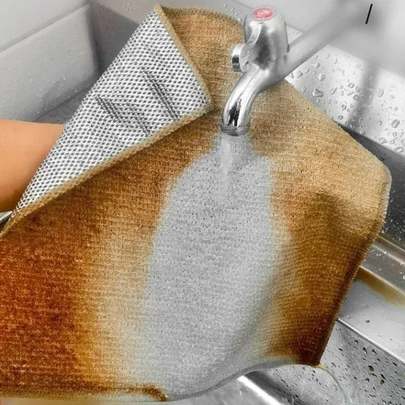 Magic Cleaning Cloth Multifunctional Double-sided Thickened Metal Wire Rag Kitchen Non-stick Oil Dishcloth Towel Cleaning Tool