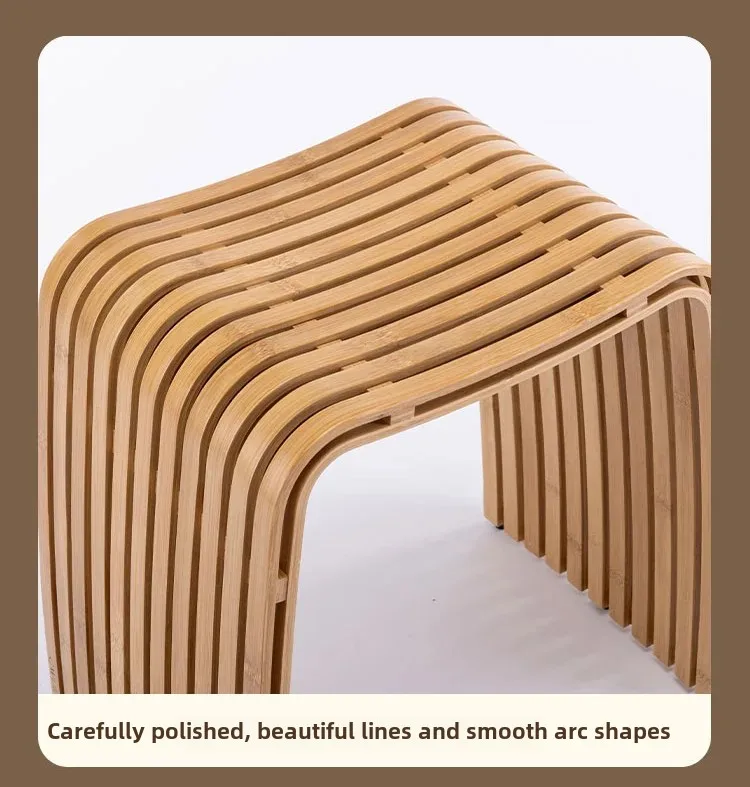 Simple Bamboo Living Room Dining Stool Furniture Modern Home Casual Shoe Changing Stool Strong and Durable Dressing Chair