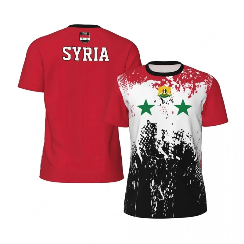 Syria Flag Football T Shirt For Men Fashion Sports 3D National Emblem Printed T-shirt Casual Oversized Unisex Syrian Tees Tops