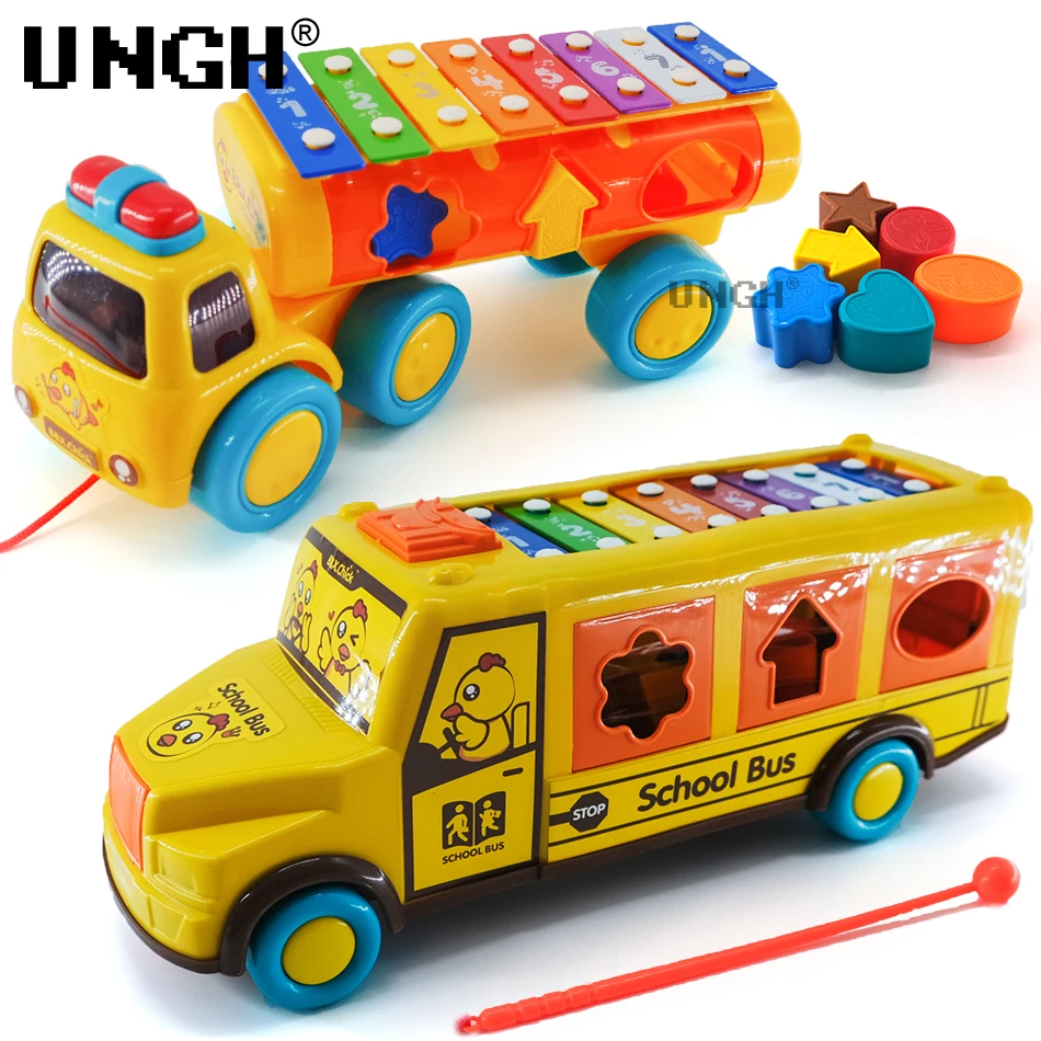 

Baby 7 Notes Xylophone Musical Instrument Bus Car Animals Drag Hand Knock Piano Toy Kids Early Educational Toy kids gift