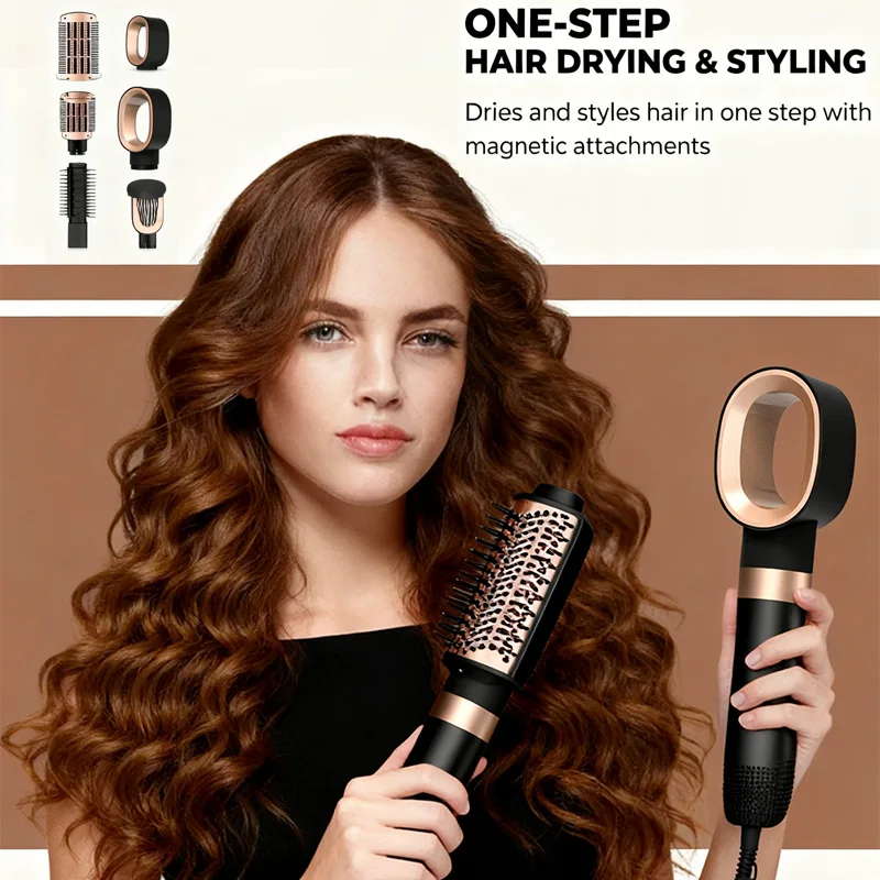 

Щетка горячего воздуха 5-в-1, фен, щетка для выпрямления волос, щипцы для завивки волос, щетка для выпрямления, 220 В, многофункциональные инструменты для укладки волос