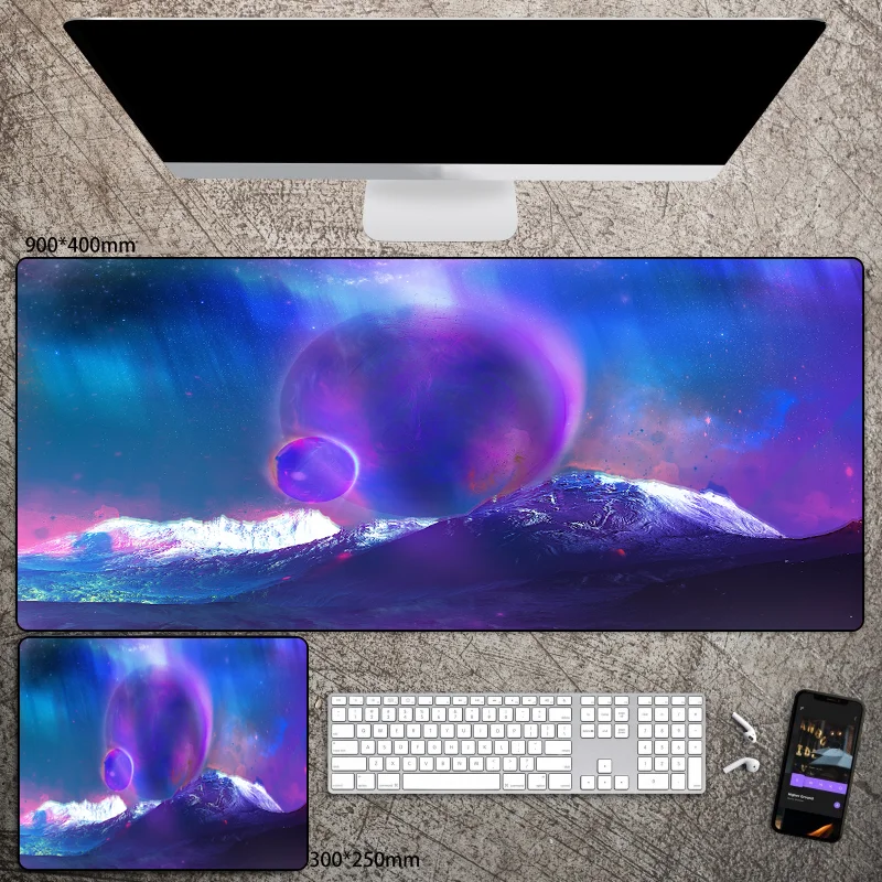 Space Fantasy 90x40 Large Mouse Pad Gamer Computer Table Desk Mat Non-slip XL Planet Art Mousepad Anime Stuff Accessories Carpet