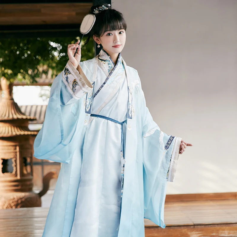 Blue Hanfu Clothes Female/Male Couple Elegant Dress Chinese Traditional Festival Clothes Tang Song Dynasty Fairy Costume DQL7134