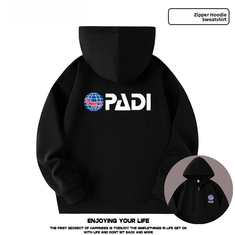 

Толстовка с капюшоном для инструкторов по дайвингу PADI, повседневная толстовка на молнии для мужчин и женщин, верхняя одежда для любителей подводного спорта