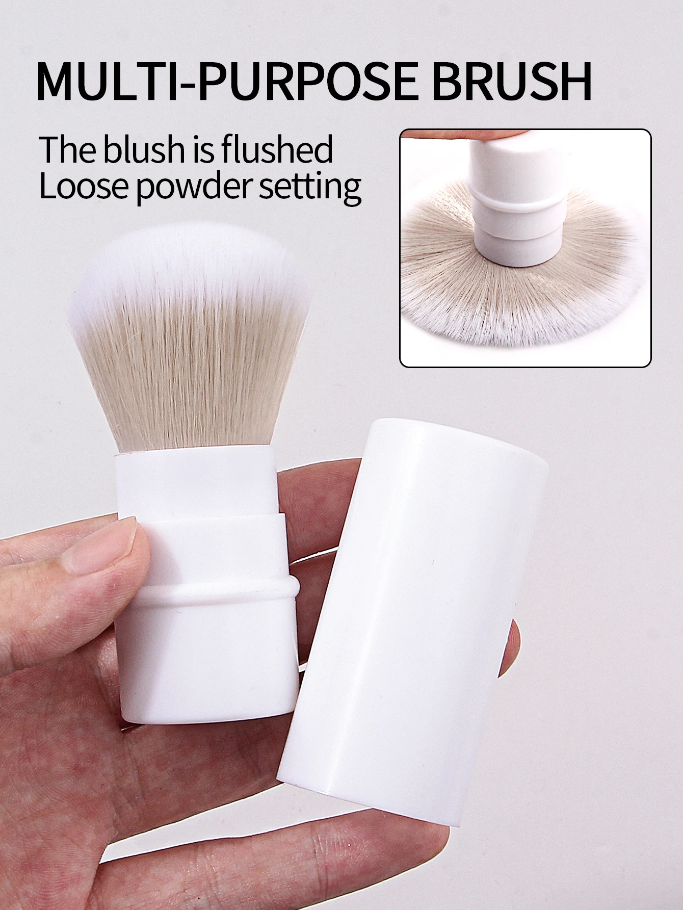 retrátil portátil, 1 unidad, brocha para polvos sueltos, fibra de maquillaje, pelo con herramienta para colorete, cubierta telescópica suave