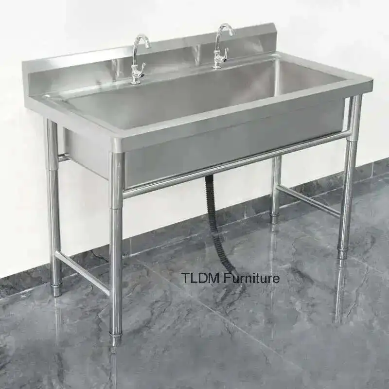 Commercial Stainless Steel Kitchen Sinks with Bracket Single Washing Sinks Integrated for Restaurant School Custom Wash Basin GL