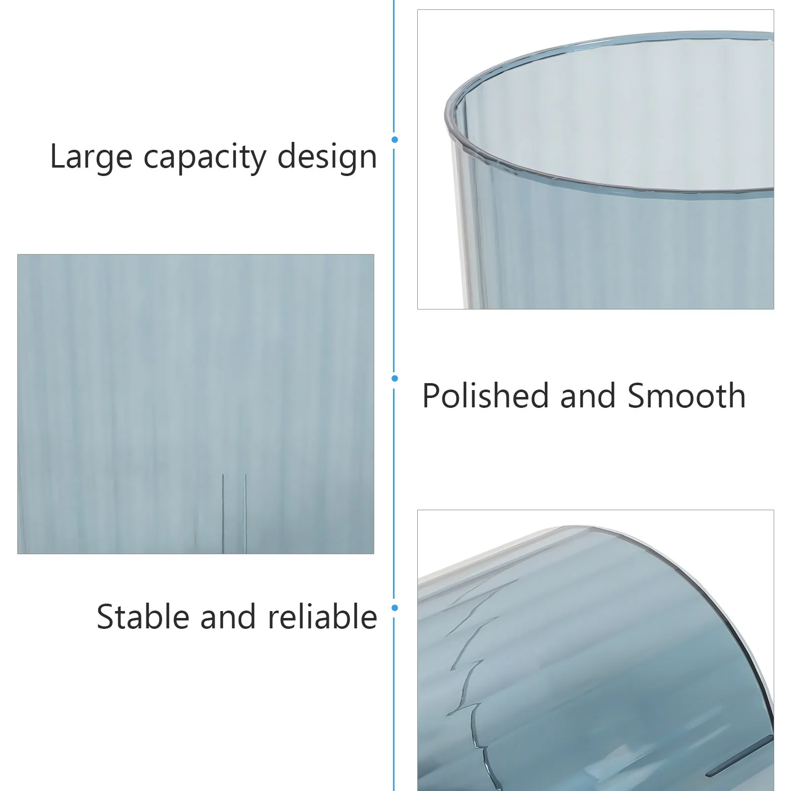 

Transparent Trash Can 215x27 Blue Multi-function Waste Basket for Kitchen Office Anti-impact Garbage Bin Breathable Home