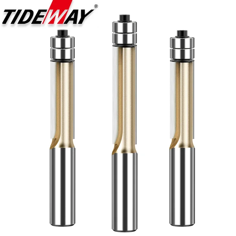 Tideway-duplo Rolamento Flush Guarnição Router Bits para Madeira Ferramentas para Carpintaria Cnc Endmill Fresa Shank Shank