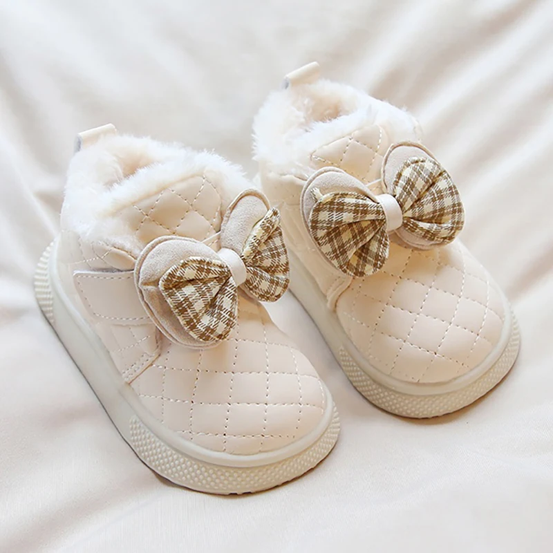 

Korean Style Baby Plush Boots Trend Fashion Children's Padded Boots Ergonomics Thick Warm Baby Girl's Cotton Shoes Warm Footwear