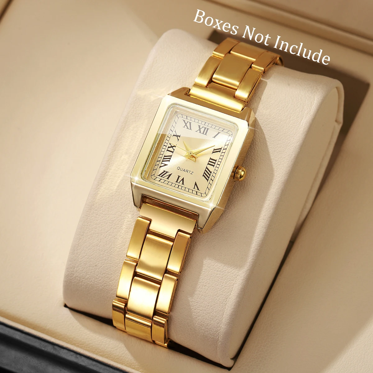 1Pcs Women's Gift Watch Fashion Casual Square Roman Scale Dial Trendy Temperament Quartz Watch ( Box Not Included)