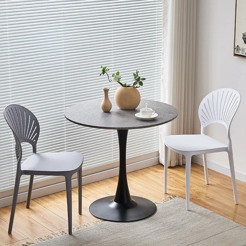 Medieval style negotiation chair modern simple household round dining table small apartment retro round table