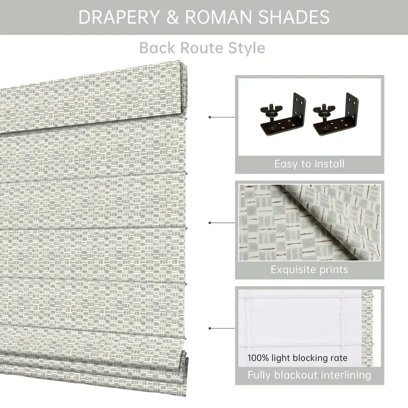 Smart Electric Roman Blinds Wireless Remote Control Custom Size Motorized Window Shade Automatic Curtain for Home Office