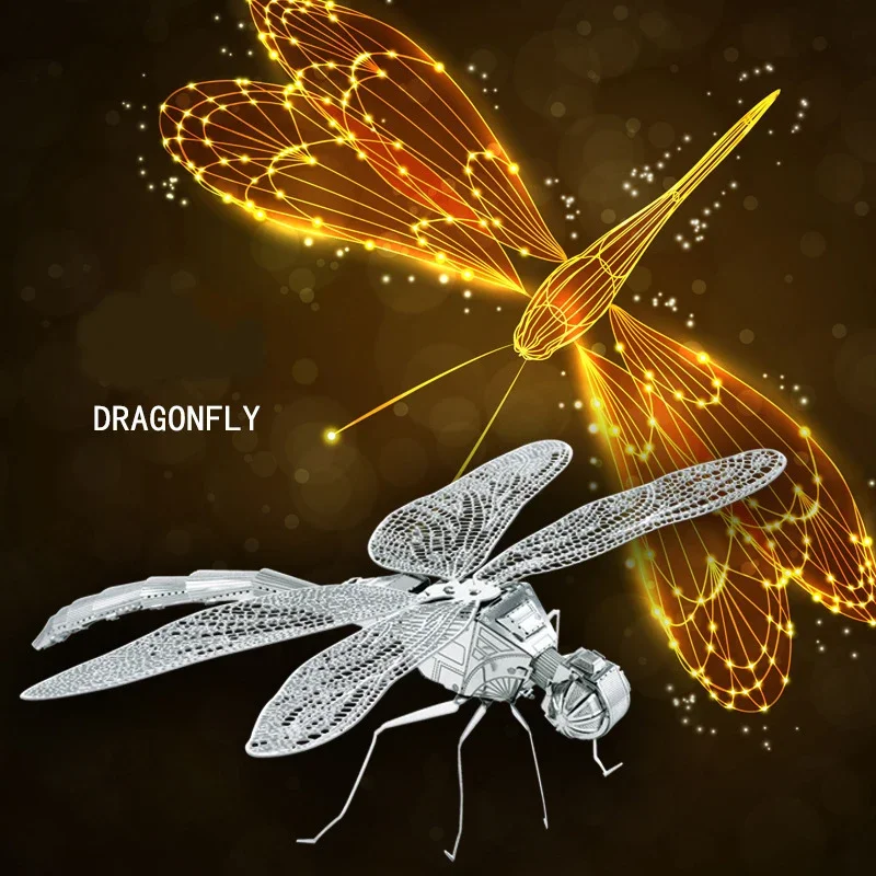 لتقوم بها بنفسك تجميع صغير ثلاثية الأبعاد لغز معدني اللون اليعسوب نموذج بازل قطع لعب للأطفال 14 + الكبار هدية ألغاز تعليمية اللعب