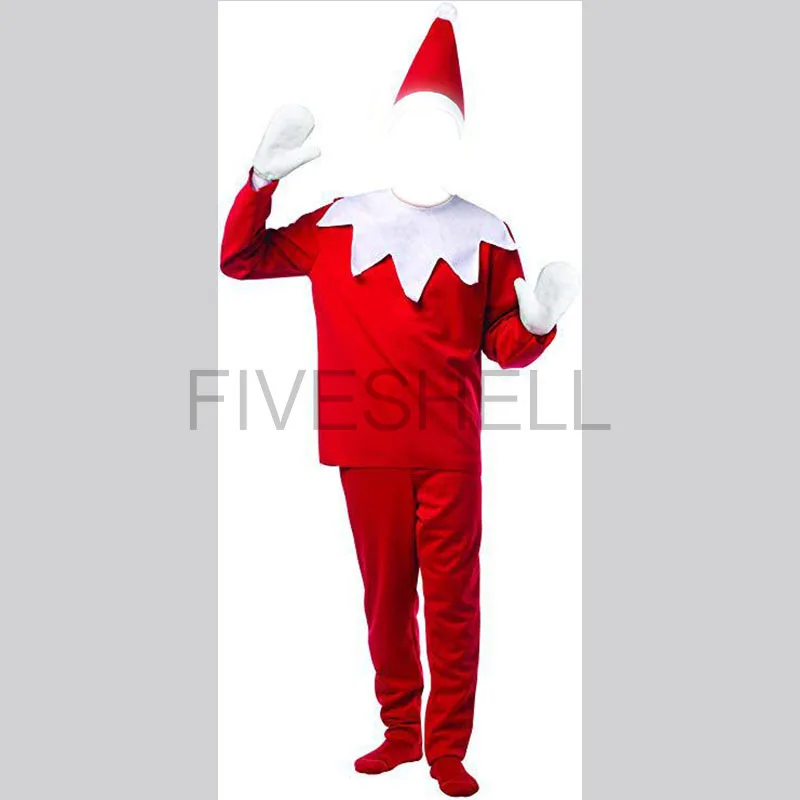 Xma Kids Elf Costume Adult Elf Costume Red New Year Cosplay Party Dress Family Halloween Christmas Party Fancy Dress Clothes Set