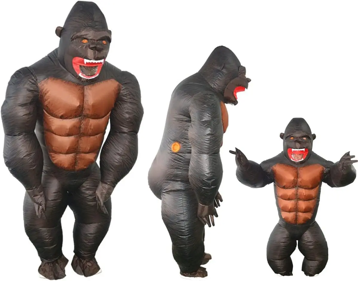 

Забавный надувной костюм гориллы для вечеринок на Хэллоуин, подходит для взрослых и детей