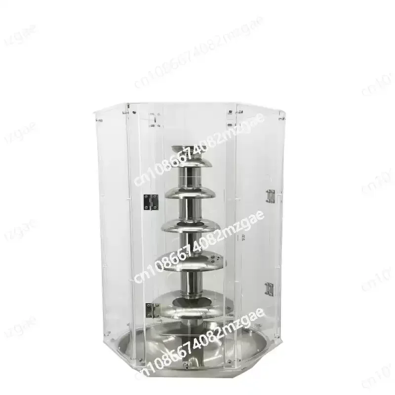 High-Speed Automatic Chocolate Fountain with 6-Layer Acrylic Cover, Industrial-Grade Transparent Shell for Visual Appeal