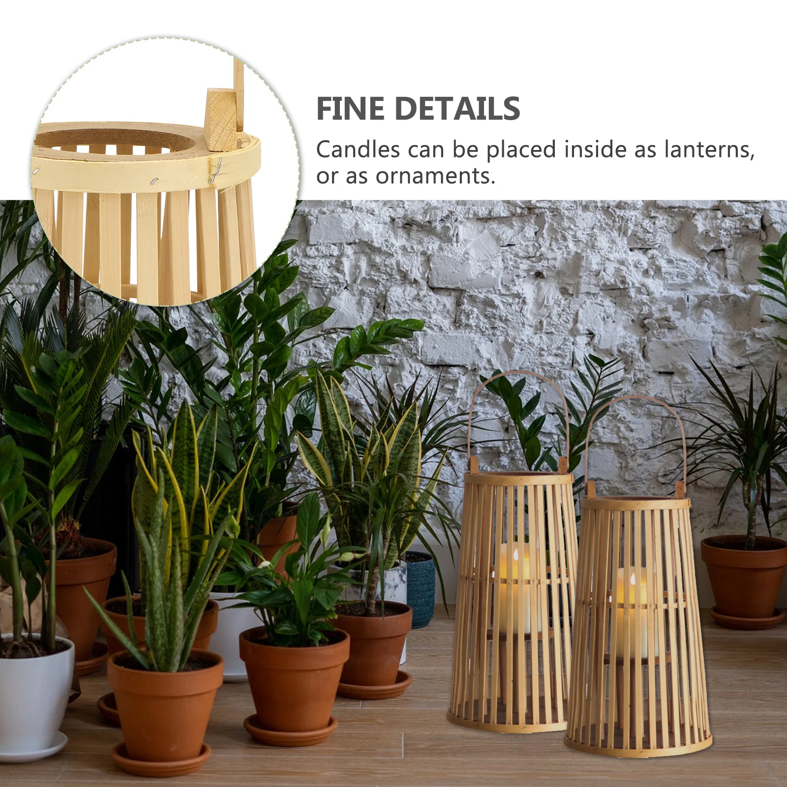 

Woven Lantern Hanging Wood Retro Portable Decorative Wind Lantern For Wedding Christmas Party Khaki Reusable Easy