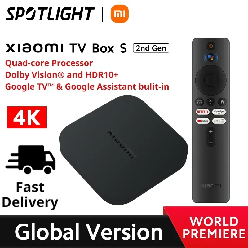 New Global Version Xiaomi Mi TV Box S(2nd Gen）Quad-core Processor Dolby Vision HDR10+ Media Player Google TV 4K Ultra